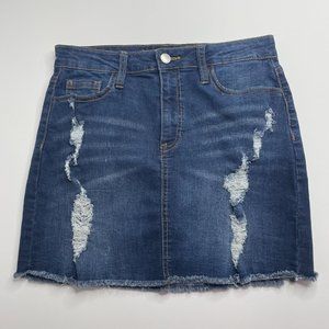 Distressed (Ripped) Jean Mini Skirt